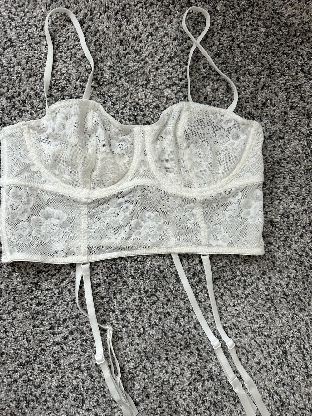 wild fable White Lace Longline Bustier with Garter Straps
